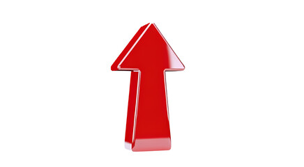 Fototapeta premium Red glossy up arrow icon isolated on transparent background