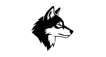 Fototapeta premium Black and white illustration of a husky dog head profile.