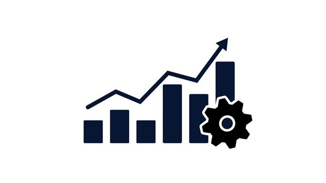 Business performance increase graph icon animation.