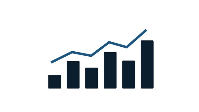 Abstract black growing financial linear graph chart background.