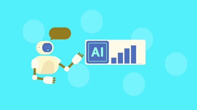 Intelligent Robot system visualize AI sector expansion metrics, venture funding inflow and forecasted growth, market trend modeling. 