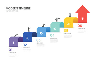 Infographics business arrow timeline 5 steps to success template. presentation and icon vector illustration. © Feelplus Creator