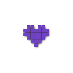 Fototapeta premium Purple Heart Pixel Icon