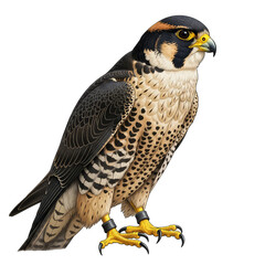 Realistic Peregrine Falcon Bird of Prey, Isolated Subject with Alpha Channel