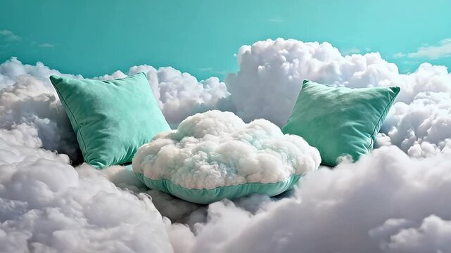 Cloud themed pillows in sky