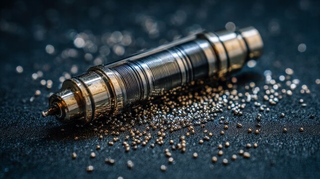Powerful metallic electromagnet core with scattered metal particles