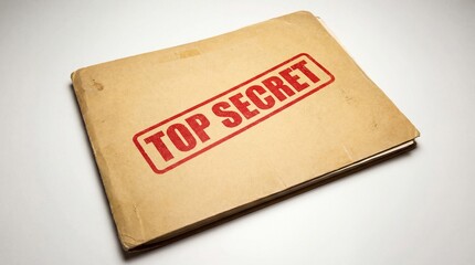 Folder with words top secret stamp