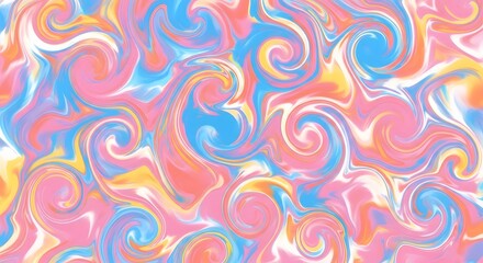 Vibrant psychedelic swirl pattern with pastel colors