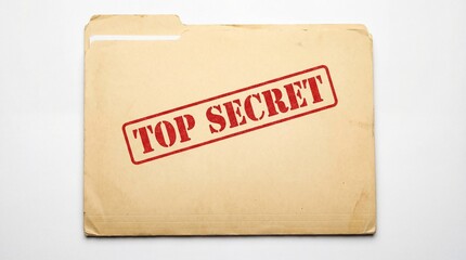 Folder with words top secret stamp