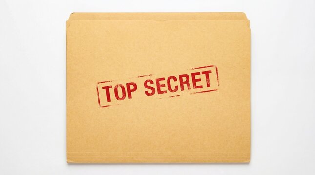 Folder with words top secret stamp