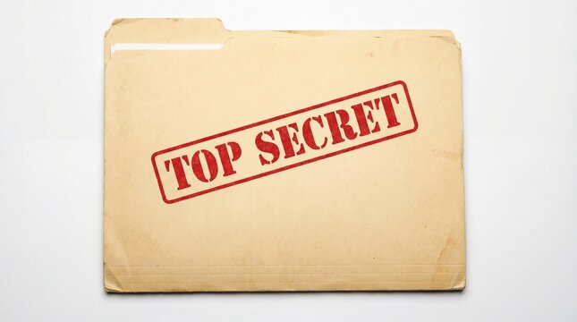 Folder with words top secret stamp