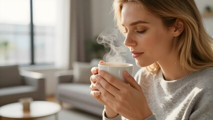 woman drinking coffee