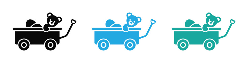 Adorable teddy bears enjoy joyful rides in vibrant toy carts, evoking childhood happiness and playfulness, perfect for projects needing a touch of whimsy and delight