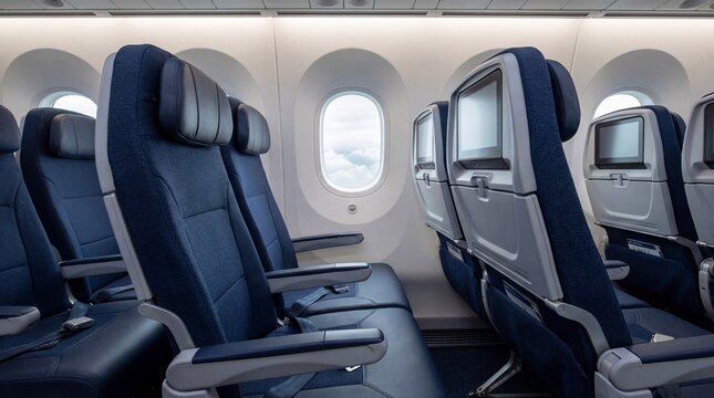 Empty air plane seat modern air craft interior