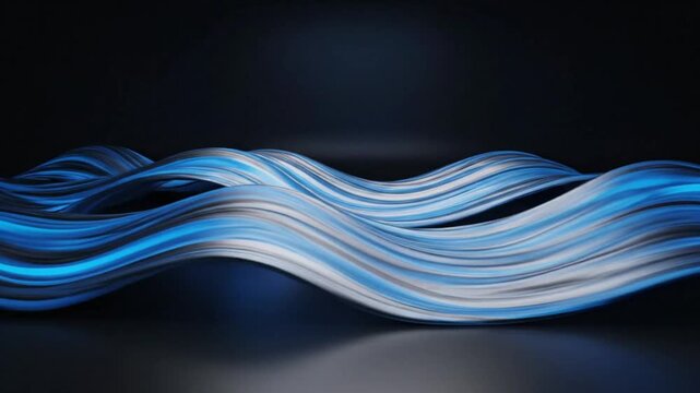 Abstract flowing blue and silver wave shapes motion background for business technology or science themes