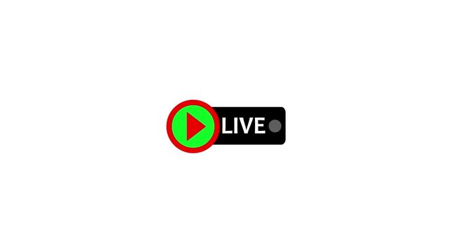 live streaming icon animation transparent background.  Animated red button live streaming . 