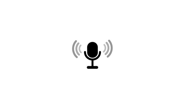 Abstract Voice recording and podcast mic microphone button icon animation on transparent background.