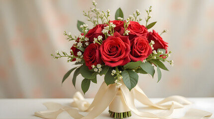 Elegant Red Rose Bouquet with White Larkspur