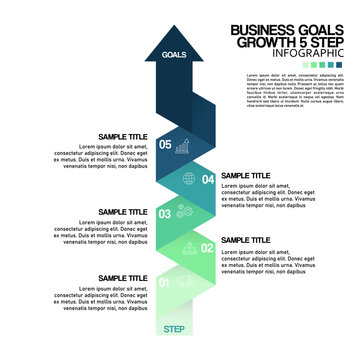 Vector infographic arrow template with 5 steps. Can be used for web design, timeline, diagram, chart, graph, business presentation. vector editable 
