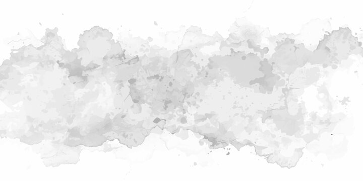 An abstract black ink splat creates a dirty grunge pattern on a vintage gray paper texture with marble paint effects and watercolor clouds for an old wall art design