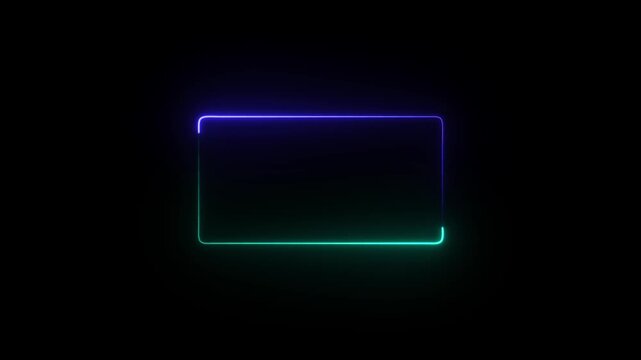 Glowing neon square rectangle picture frame icon animation display neon box footage shape round seamless border retro movement. 