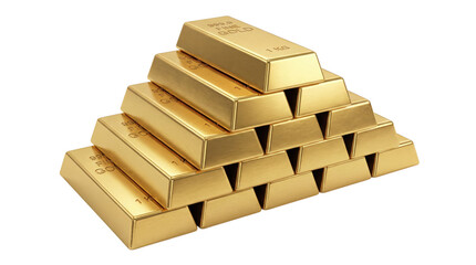 Stacked Gold Bars in Pyramid Formation with Shiny Metallic Finish in Bright Studio Lighting for Finance and Investment