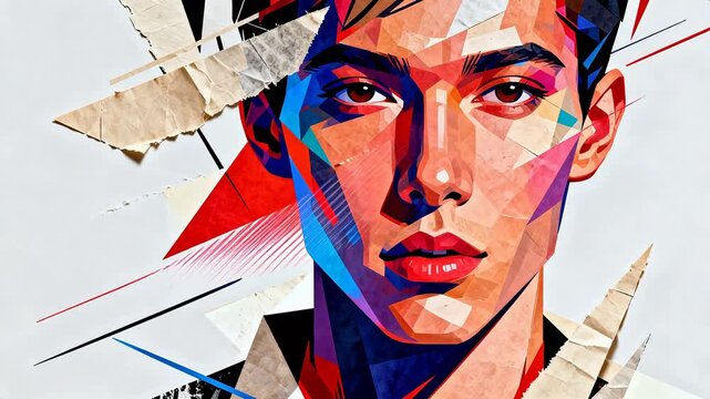 Abstract geometric portrait of a man