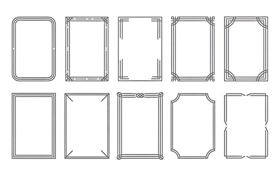 Modern Collection of Thin Line Rectangular Frames and Decorative Borders for Invitations, Awards, and Graphic Design