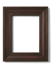 Fototapeta premium Rich Dark Red Wooden Antique Picture Frame with Subtle Shadow, Isolated for Elegant Interior Design and Photo Mockups