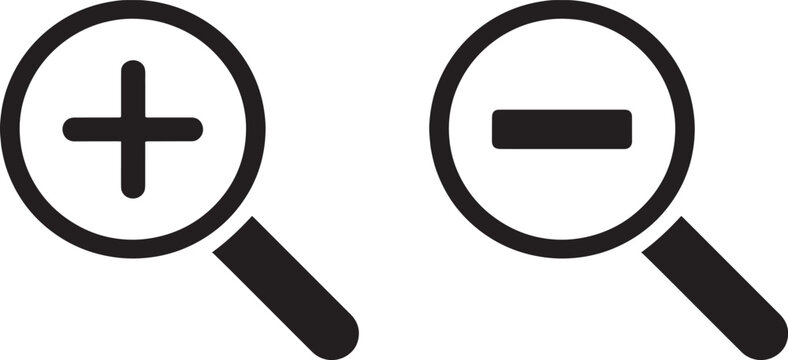 Magnifier Zoom Plus and Minus Symbol Illustration