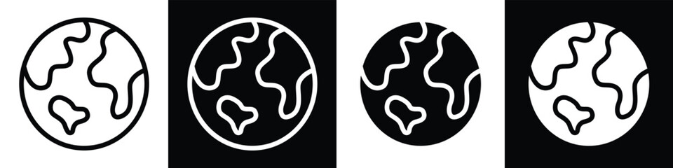 Obraz premium Earthlineal glyph icon style in white and black background