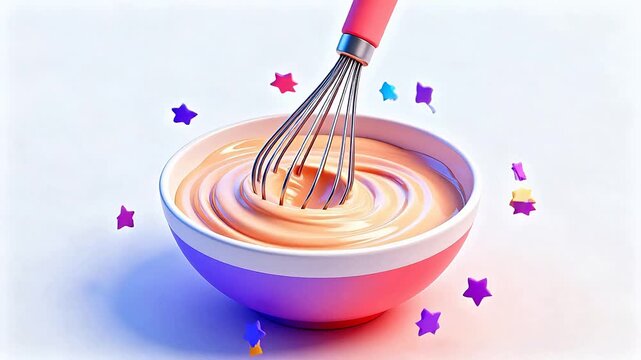 Bowl with whisked creamy mixture