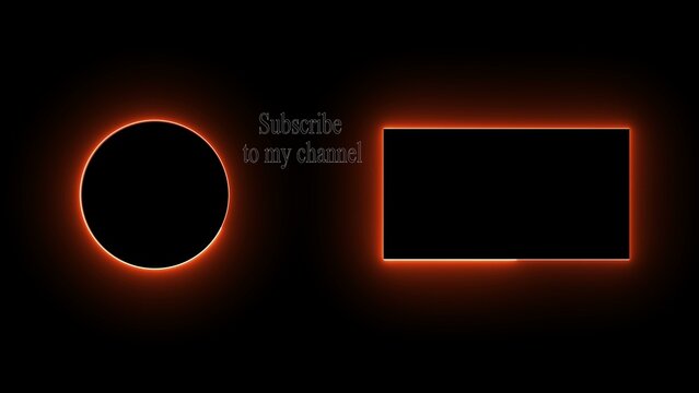 A dark background with a glowing orange circle and rectangle and a subscribe to my channel text