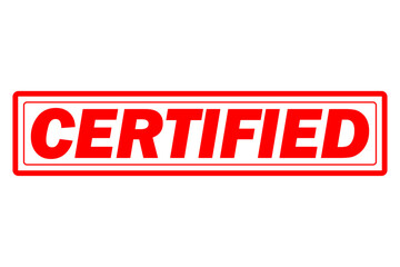 CERTIFIED - Red Rubber Stamp with text CERTIFIED
