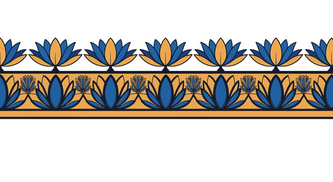 blue and yellow floral border pattern