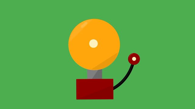 Yellow school bell in playful animated style. Back to school concept with cheerful classroom symbol.