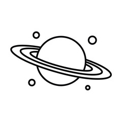 Simple line drawing depicts saturn its rings and a few orbiting moons © AFAZ