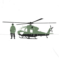 Fototapeta premium Soldier and Military Helicopter