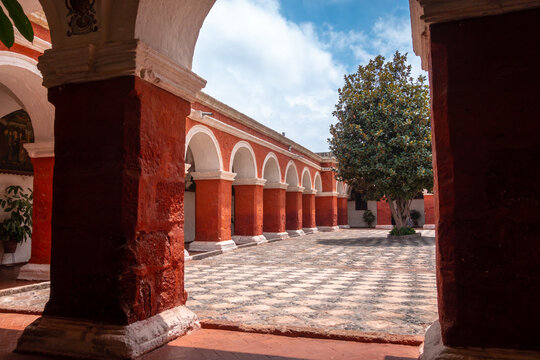 Peaceful Courtyard at Santa Catalina Monastery, Arequipa, Peru