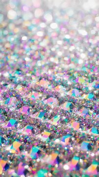 A Close-Up View of Shimmering Crystals Reflecting Light in an Amalgam of Colors and Sparkles, Creating a Dazzling Visual Experience