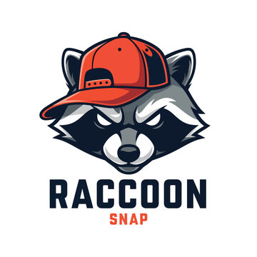 Cool Raccoon Mascot Wearing a Cap, Vector Illustration for Gaming or Sports Team Identity
