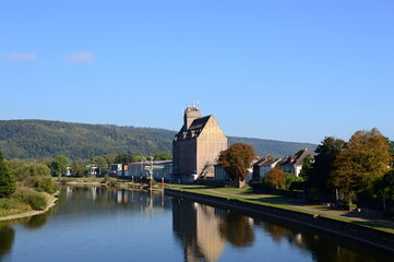 Panorama at the River Weser in the Town Holzminden, Lower Saxony