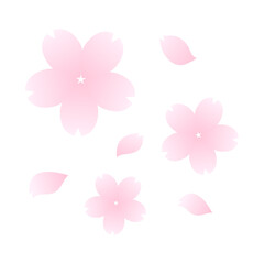 シンプルな桜と花びらのイラストアイコン⭐︎PNG