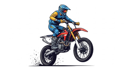 Motocross Rider in Action Pose. © king