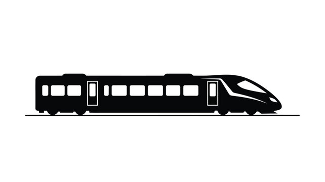 A sleek high speed train depicted in a dark silhouette