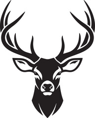 Deer Head Vector Illustration &ndash; Elegant Buck Mascot with Antlers Silhouette - stock vector.
