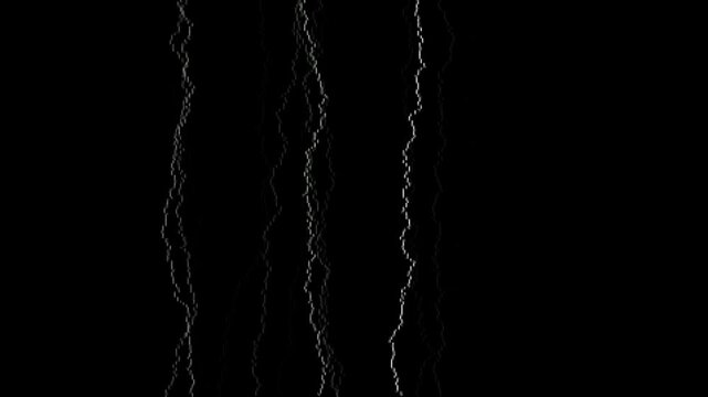 Lightning bolts illuminate the dark sky with intense electrical discharges from above viewpoint