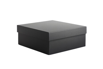 Empty Dark Gray Matte Cardboard Gift Box With Lid On Black Background giftbox packaging, Isolated, Png Transparent Background