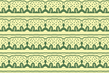 Vintage vector illustration set of a seamless floral pattern with green leaves and ornate flower elements for fabric wallpaper design decoration