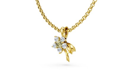 Floral jewelry pendant with diamond for elegant theme.